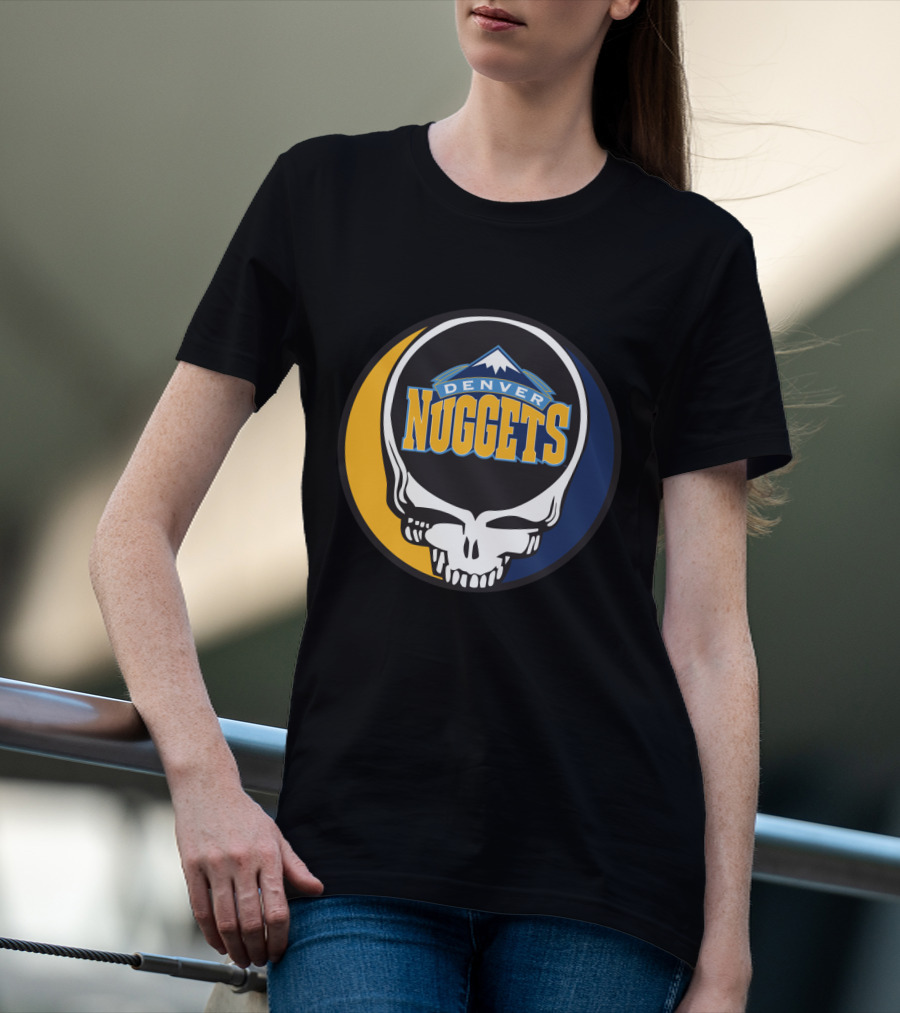 Denver Nuggets Grateful Dead Skull Logo With Mountain Symbol T-Shirt