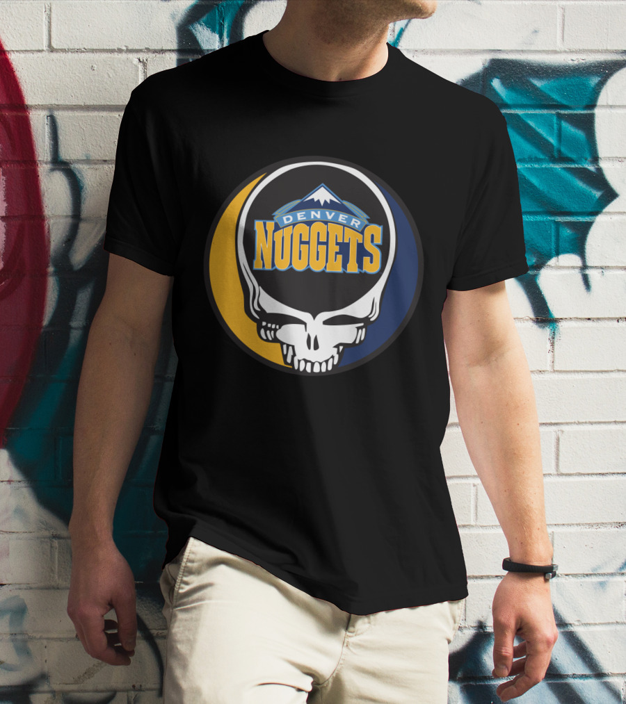 Denver Nuggets Grateful Dead Skull Logo With Mountain Symbol T-Shirt