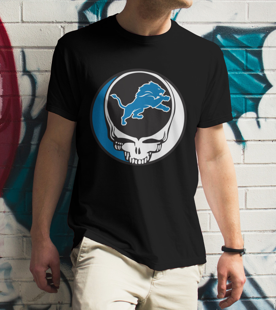 Detroit Lions Fans Grateful Dead Logo Fusion T-Shirt
