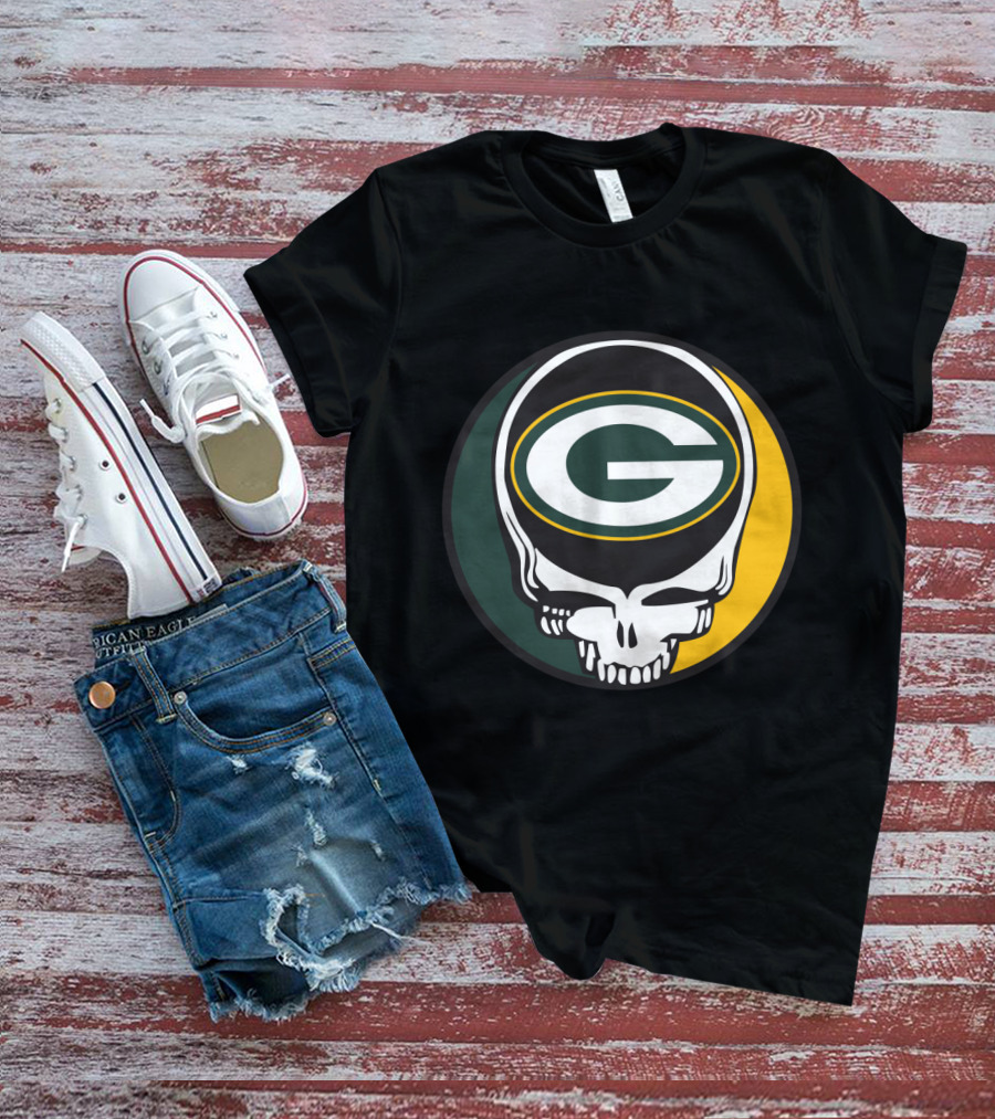 Grateful Dead Green Bay Packers Skull Logo Fans T-Shirt
