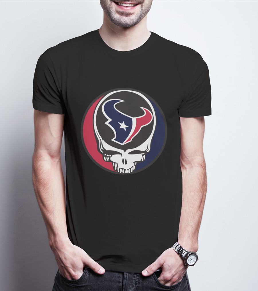 Grateful Dead Skull With Houston Texans Logo For Fans T-Shirt