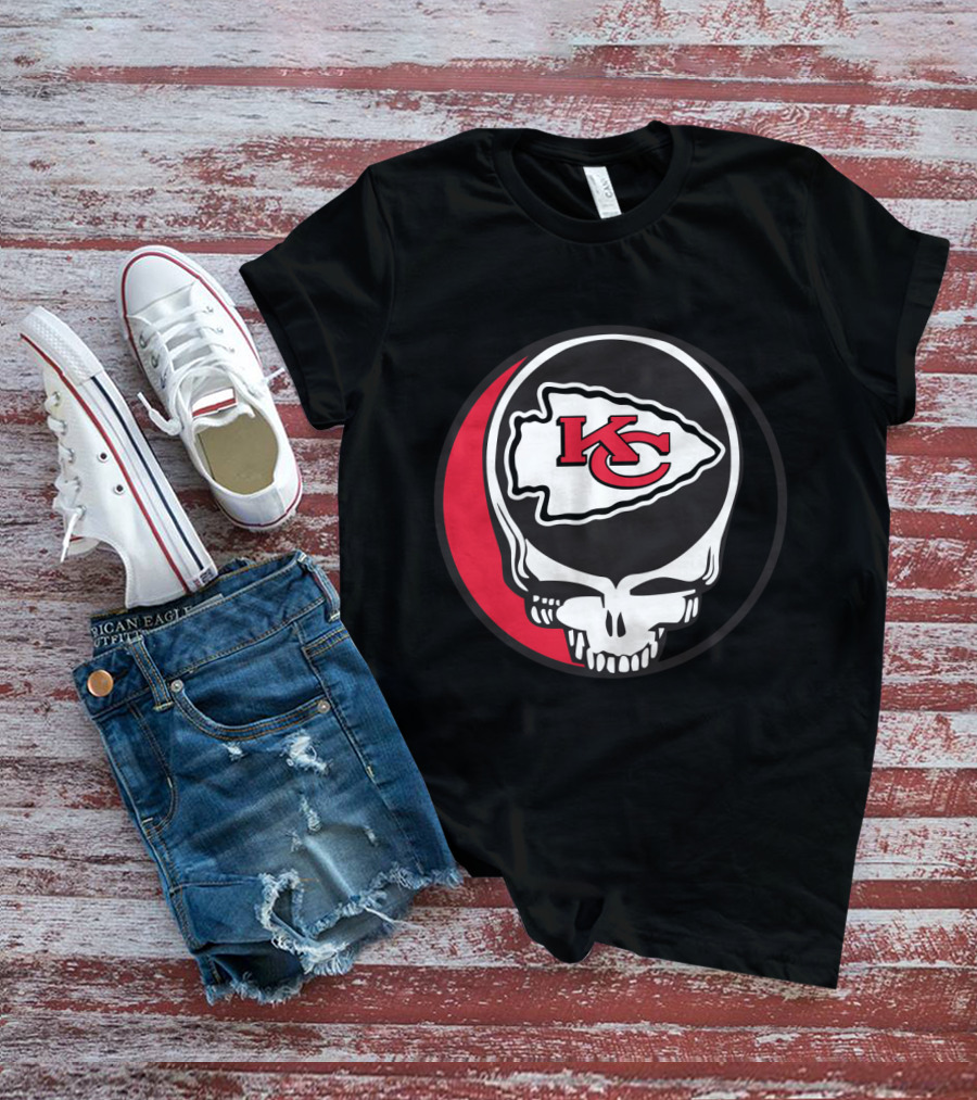 Kansas City Chiefs Skull Logo Fusion With Grateful Dead T-Shirt