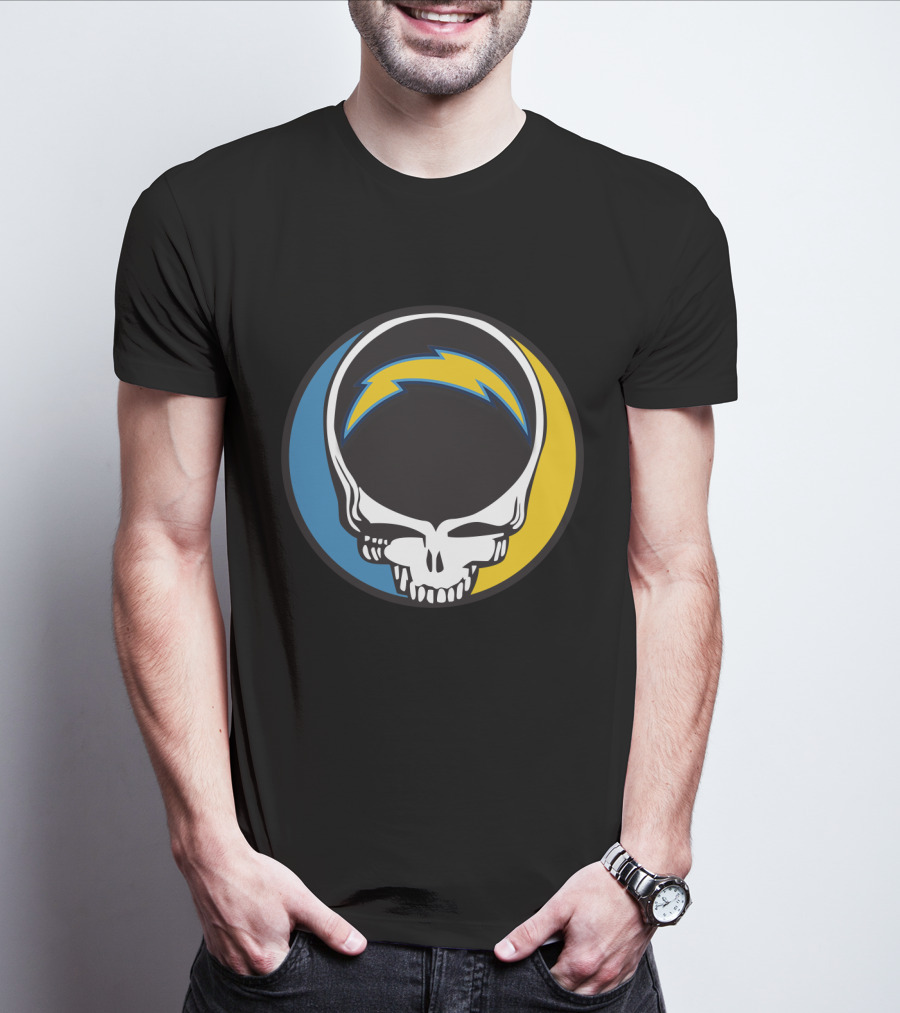 Grateful Dead And Los Angeles Chargers Logo Fusion For Fans T-Shirt