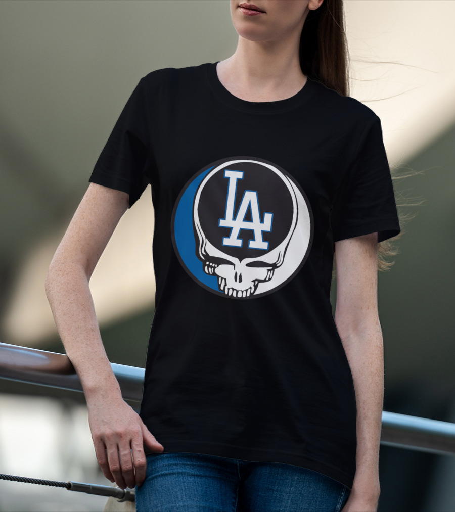 Grateful Dead Los Angeles Dodgers Fans Iconic Skull Logo Fusion T-Shirt