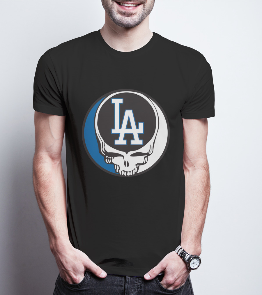 Grateful Dead Los Angeles Dodgers Fans Iconic Skull Logo Fusion T-Shirt
