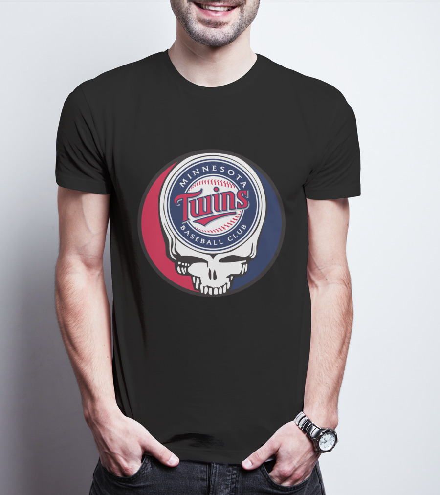 Minnesota Twins Baseball Club And Grateful Dead Skull Logo Mashup T-Shirt