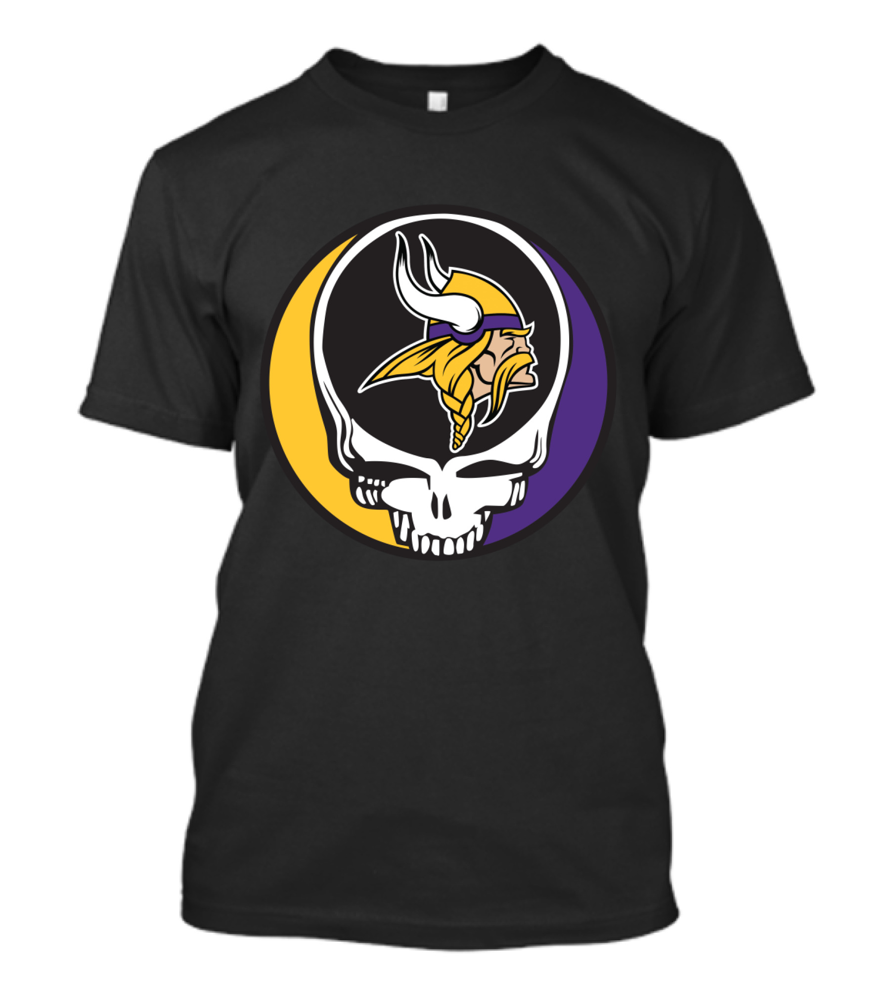Grateful Dead Skull With Minnesota Vikings Logo Combination T-Shirt