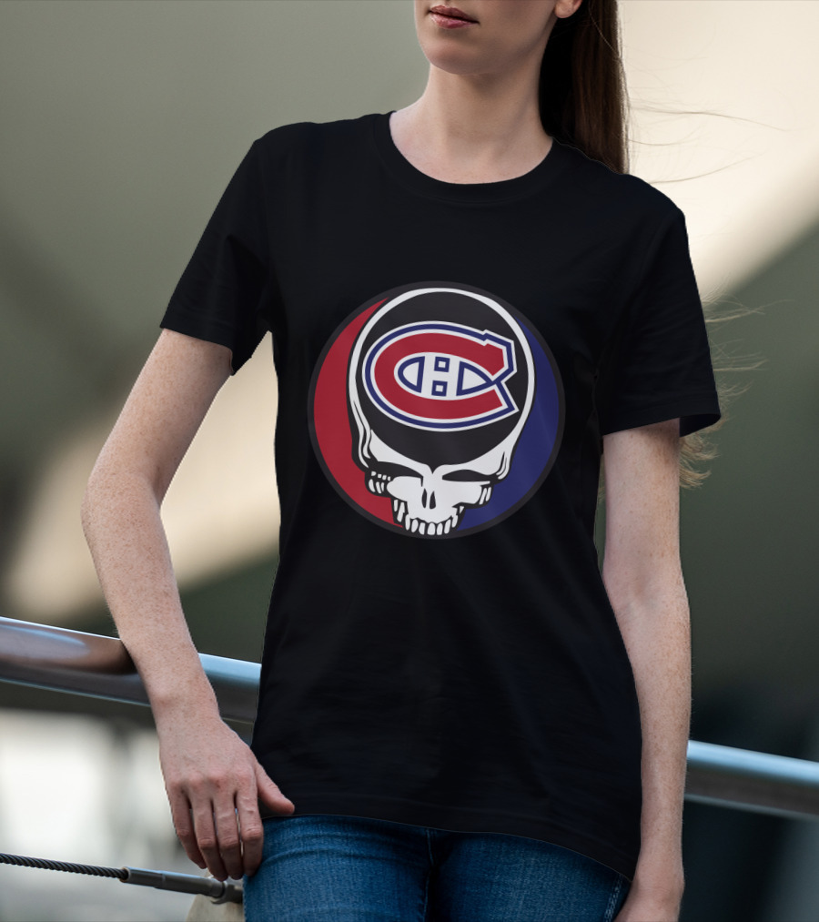 Grateful Dead Skull With Montreal Canadiens Logo For Fans T-Shirt