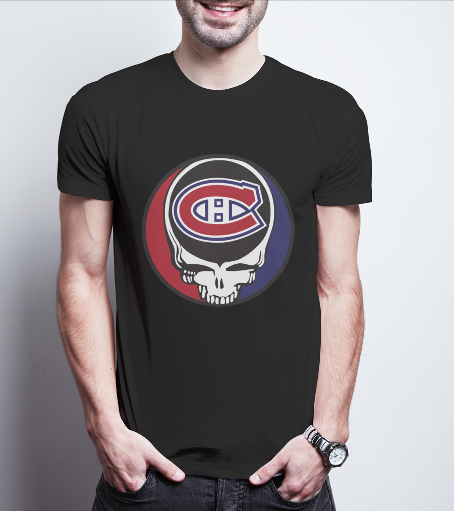Grateful Dead Skull With Montreal Canadiens Logo For Fans T-Shirt