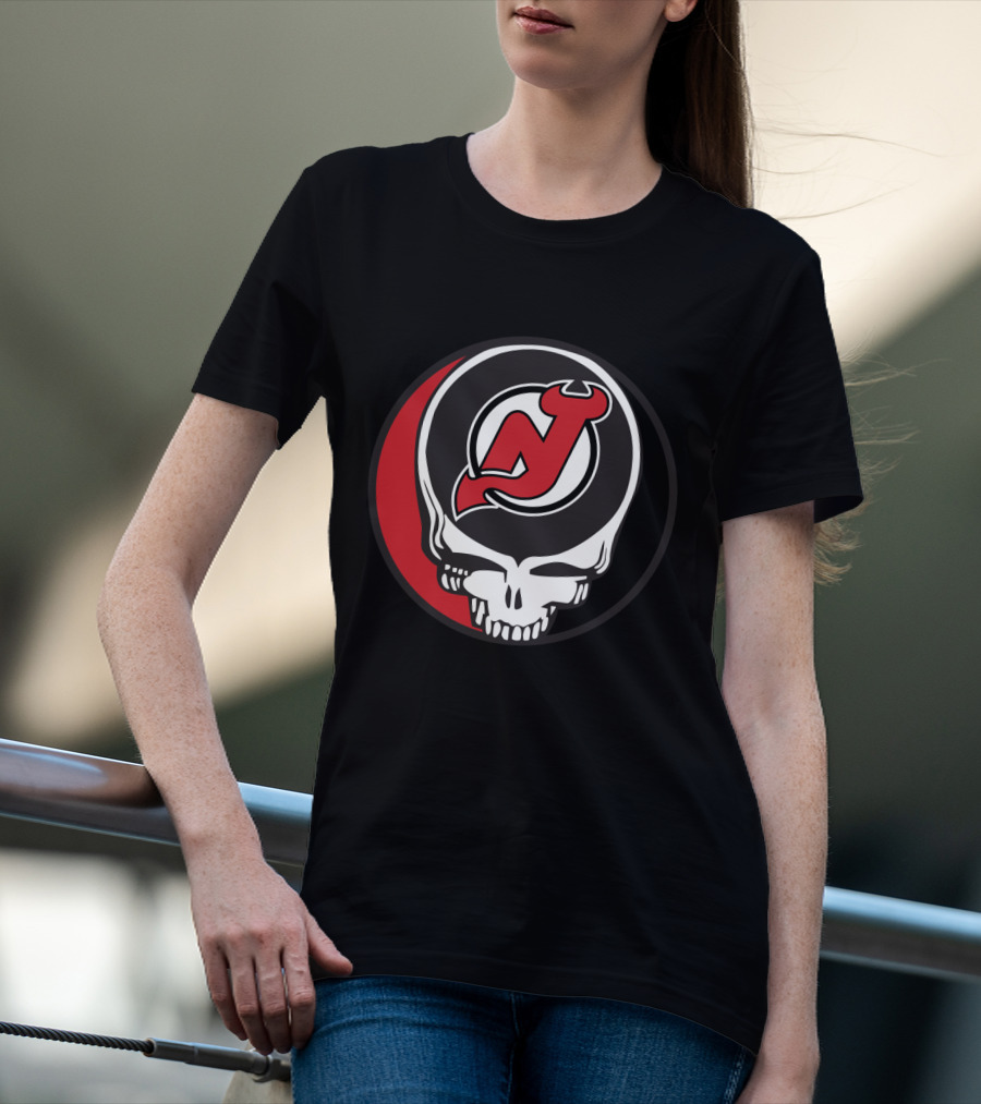 Grateful Dead Skull With New Jersey Devils Logo For Fans T-Shirt