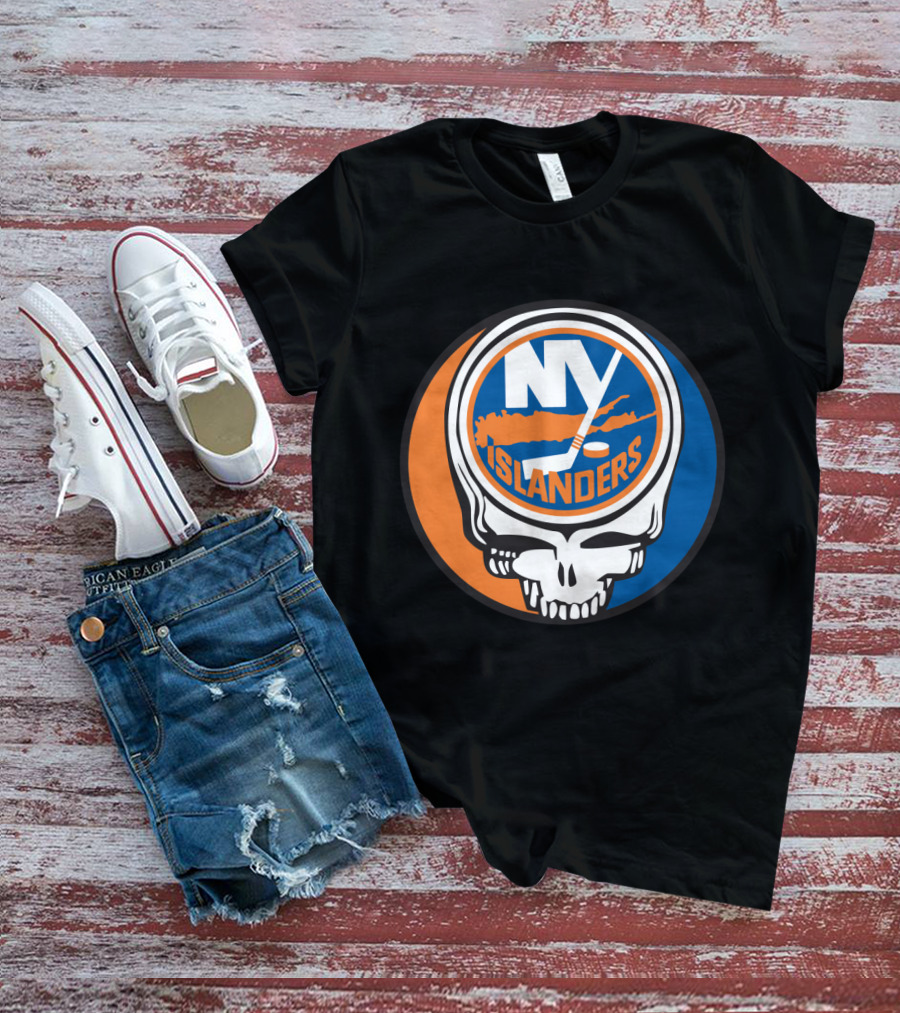 New York Islanders Grateful Dead Skull Logo Mashup T-Shirt