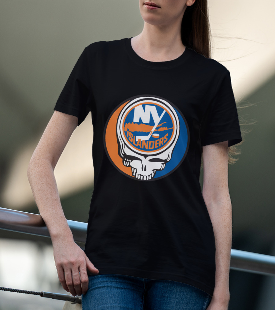 New York Islanders Grateful Dead Skull Logo Mashup T-Shirt