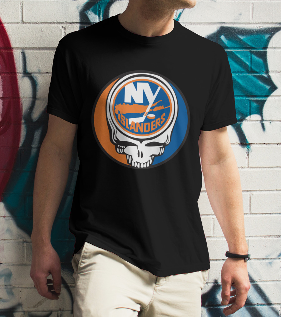 New York Islanders Grateful Dead Skull Logo Mashup T-Shirt