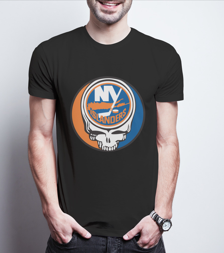 New York Islanders Grateful Dead Skull Logo Mashup T-Shirt