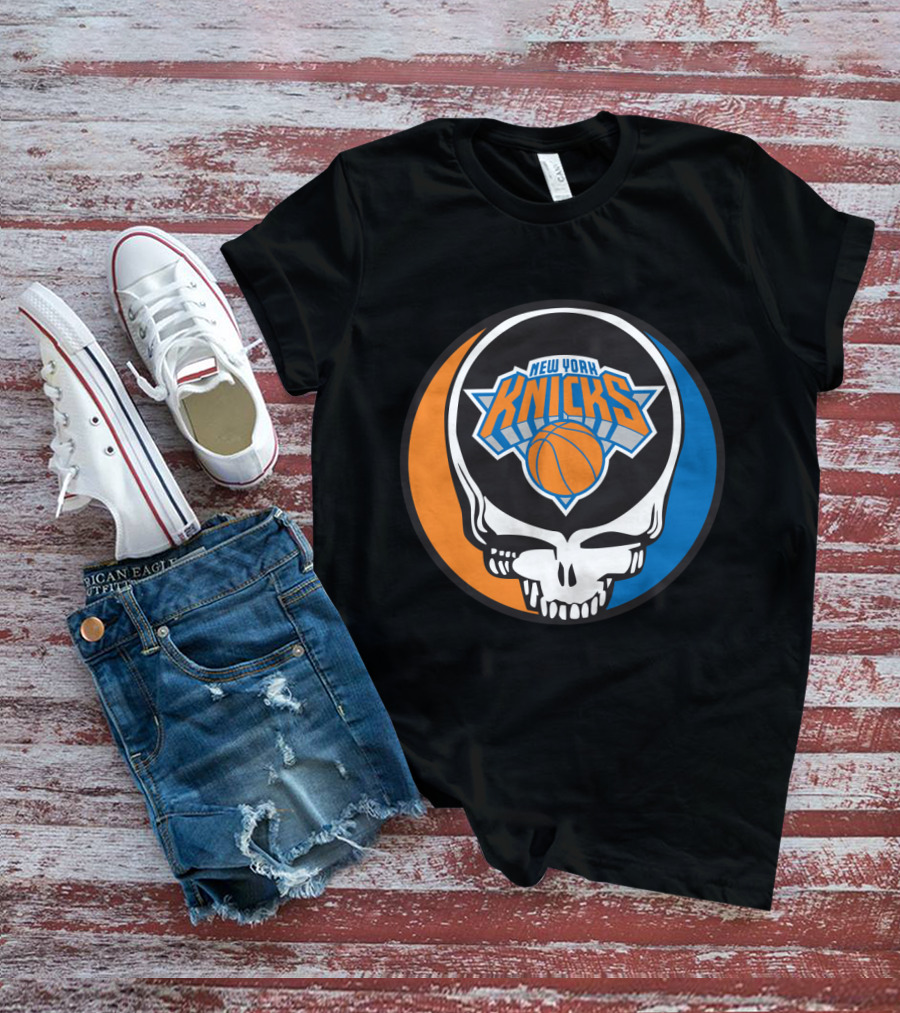 New York Knicks Grateful Dead Skull Basketball Fusion T-Shirt