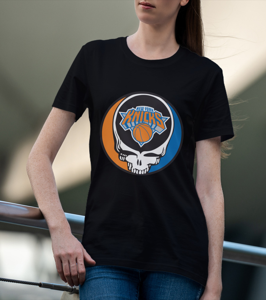 New York Knicks Grateful Dead Skull Basketball Fusion T-Shirt