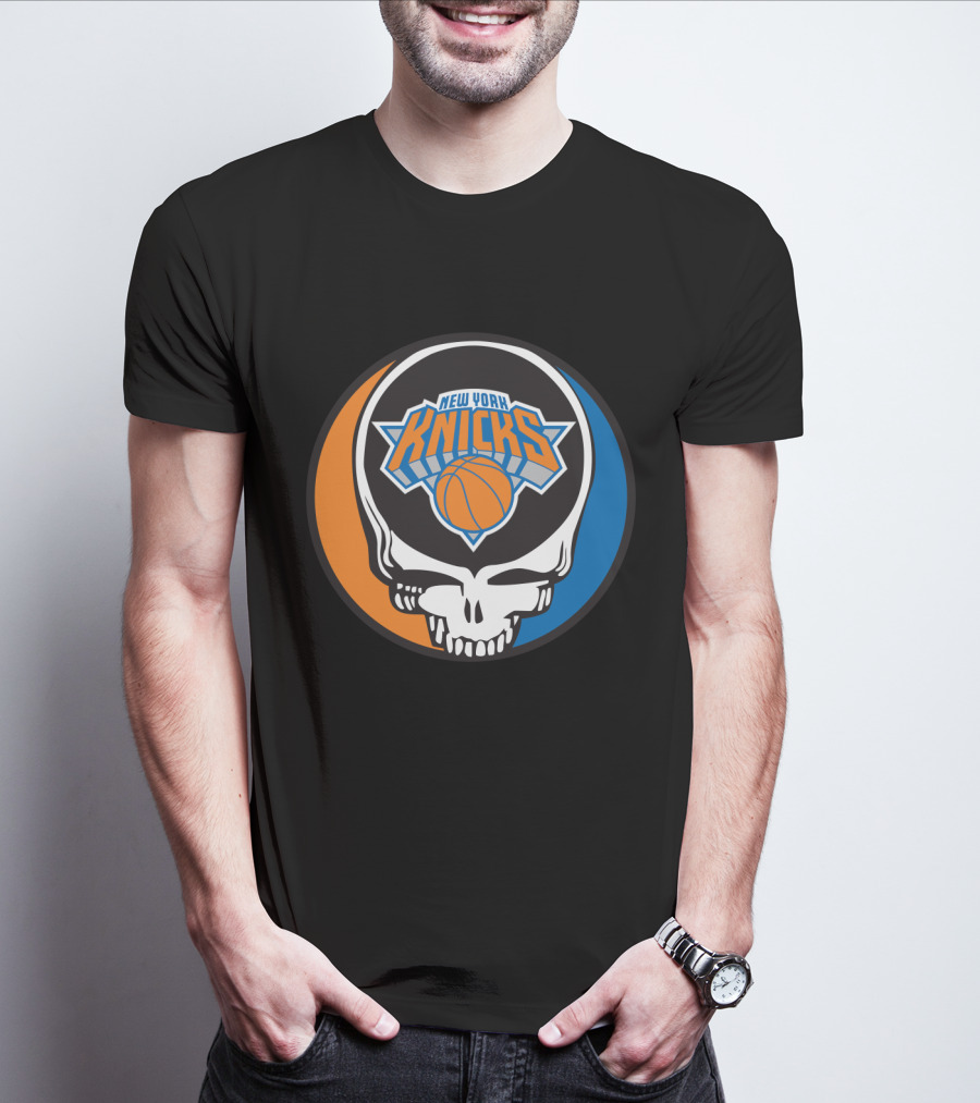 New York Knicks Grateful Dead Skull Basketball Fusion T-Shirt