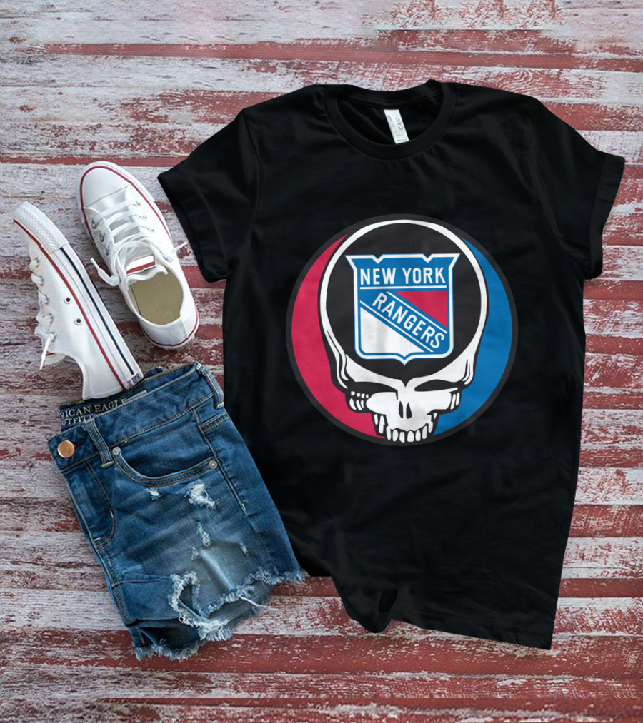 New York Rangers Grateful Dead Steal Your Face Skull Logo Fan T-Shirt