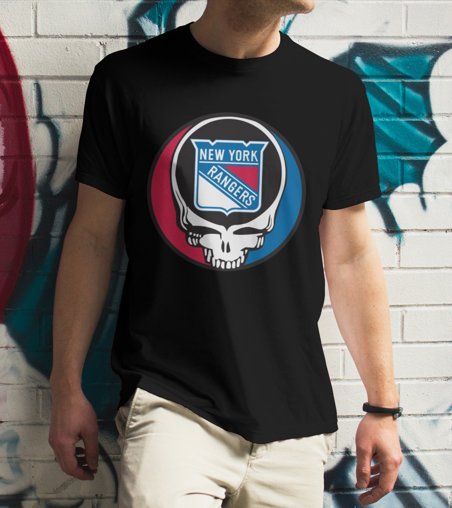 New York Rangers Grateful Dead Steal Your Face Skull Logo Fan T-Shirt