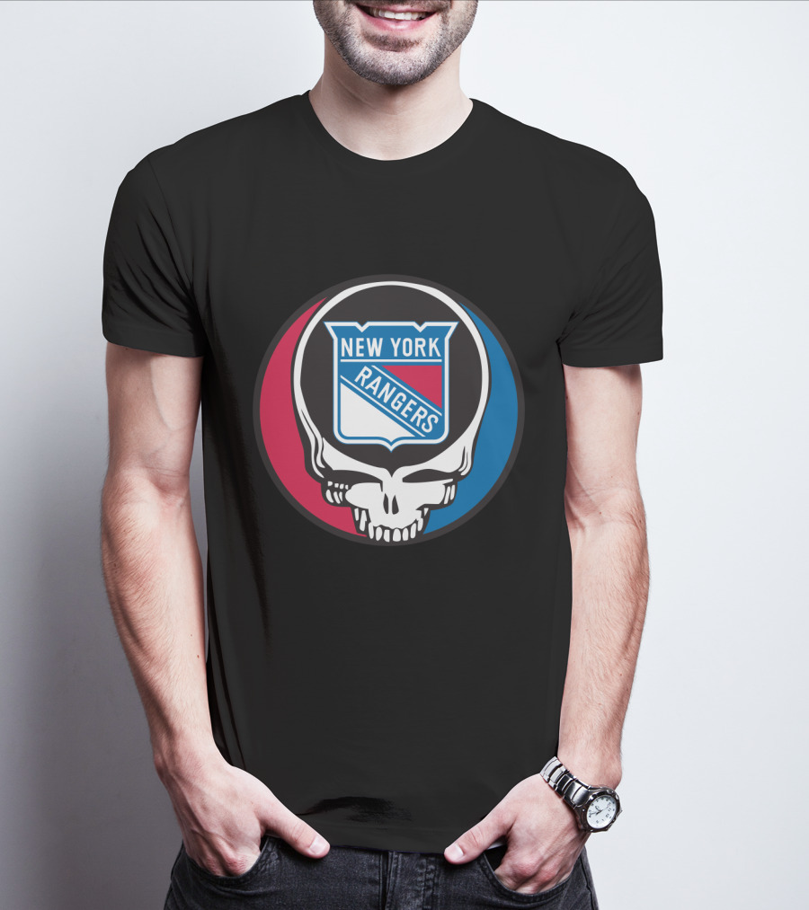 New York Rangers Grateful Dead Steal Your Face Skull Logo Fan T-Shirt
