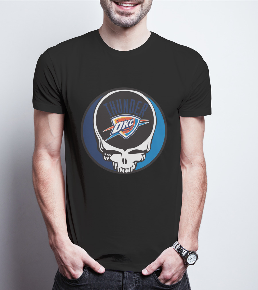 Thunder Okc Basketball Skull Icon For Grateful Dead Oklahoma City Fans T-Shirt