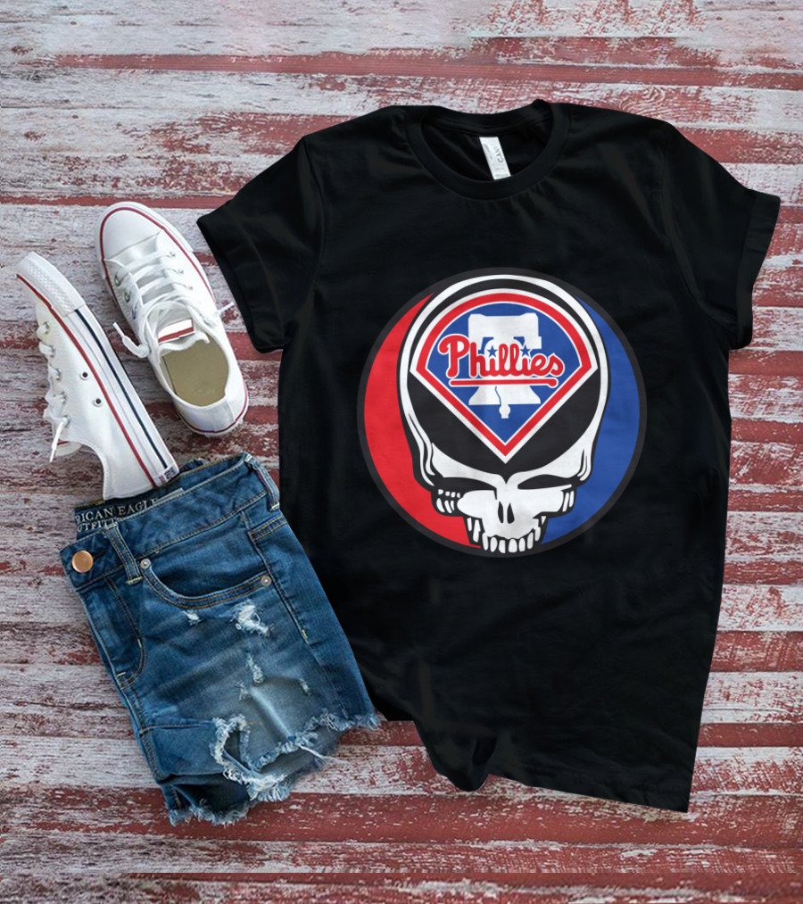 Philadelphia Phillies Grateful Dead Mashup Skull T-Shirt