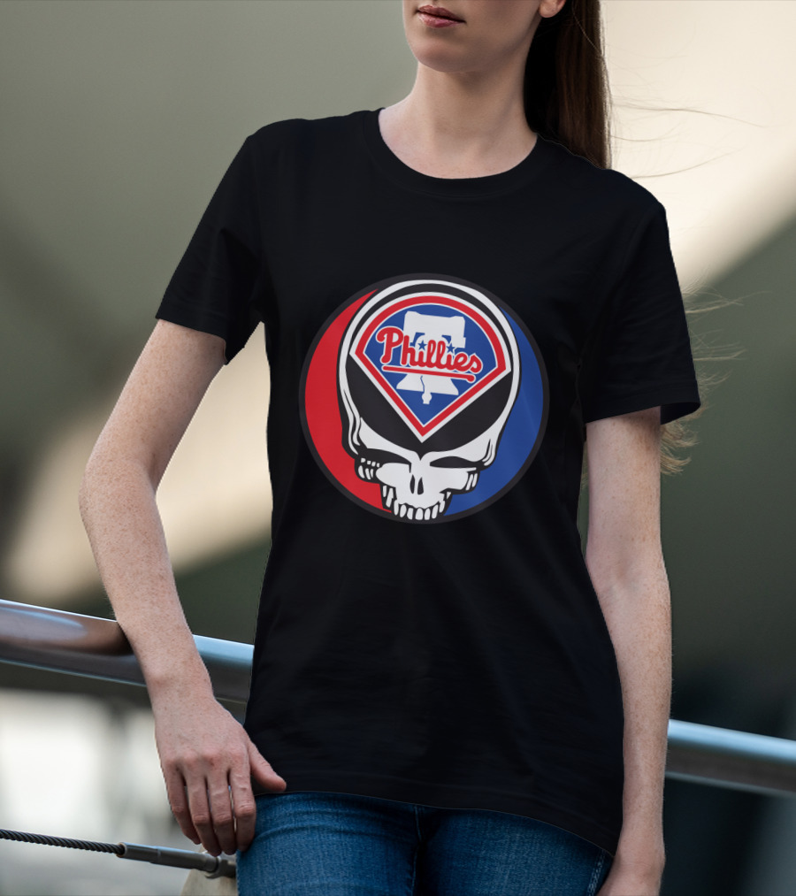 Philadelphia Phillies Grateful Dead Mashup Skull T-Shirt