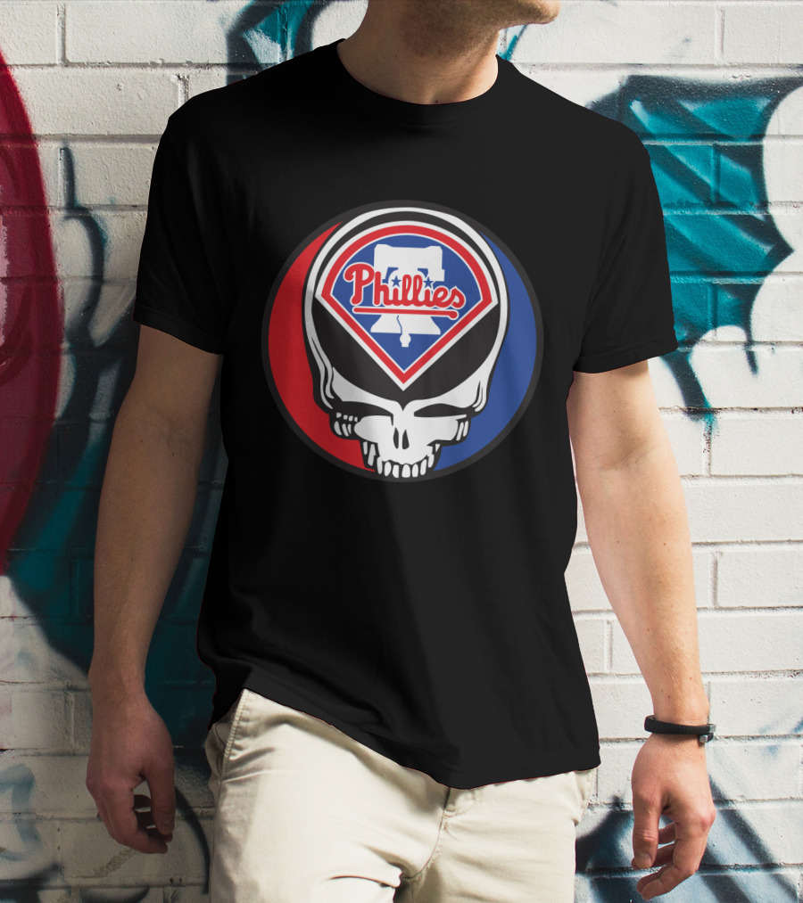 Philadelphia Phillies Grateful Dead Mashup Skull T-Shirt