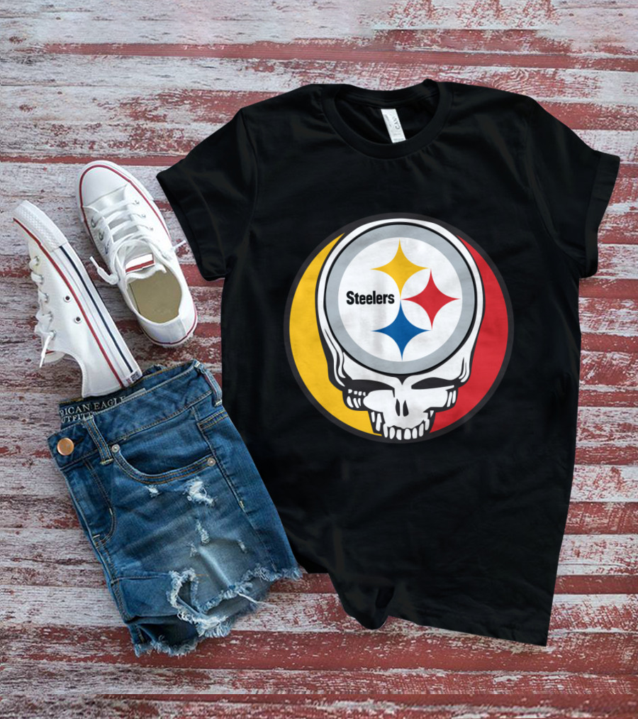 Steelers Logo In Grateful Dead Skull Mashup For Pittsburgh Fans T-Shirt
