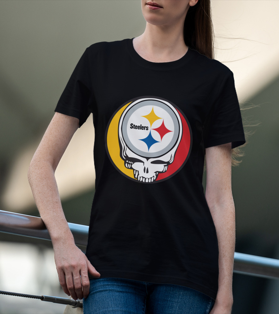 Steelers Logo In Grateful Dead Skull Mashup For Pittsburgh Fans T-Shirt
