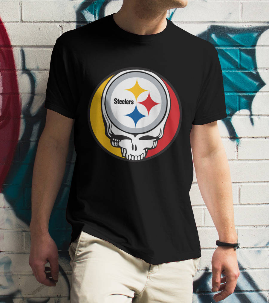 Steelers Logo In Grateful Dead Skull Mashup For Pittsburgh Fans T-Shirt