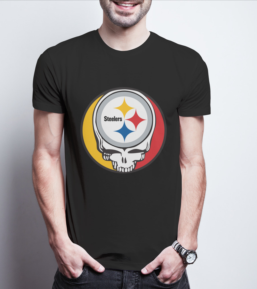 Steelers Logo In Grateful Dead Skull Mashup For Pittsburgh Fans T-Shirt