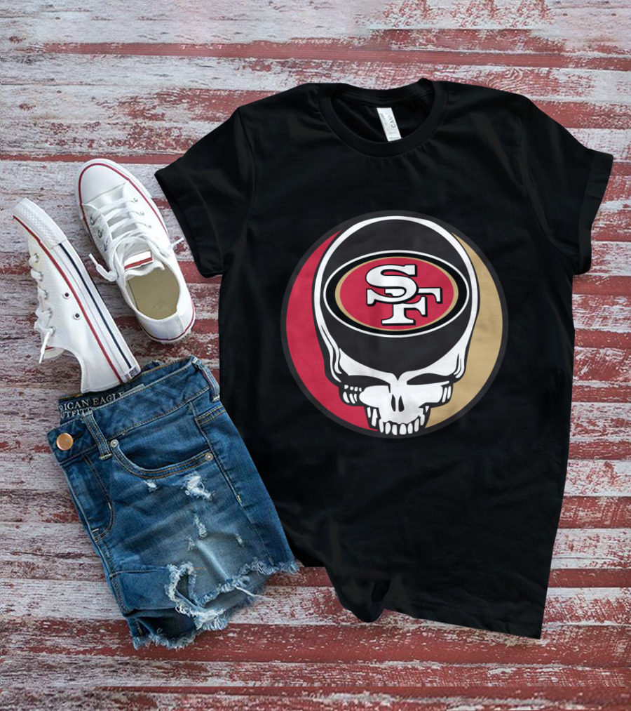 Grateful Dead Skull With San Francisco 49ers Sf Logo For Fans T-Shirt