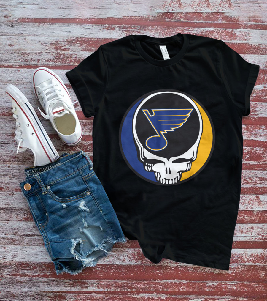 Grateful Dead St. Louis Blues Skull Logo Fusion T-Shirt