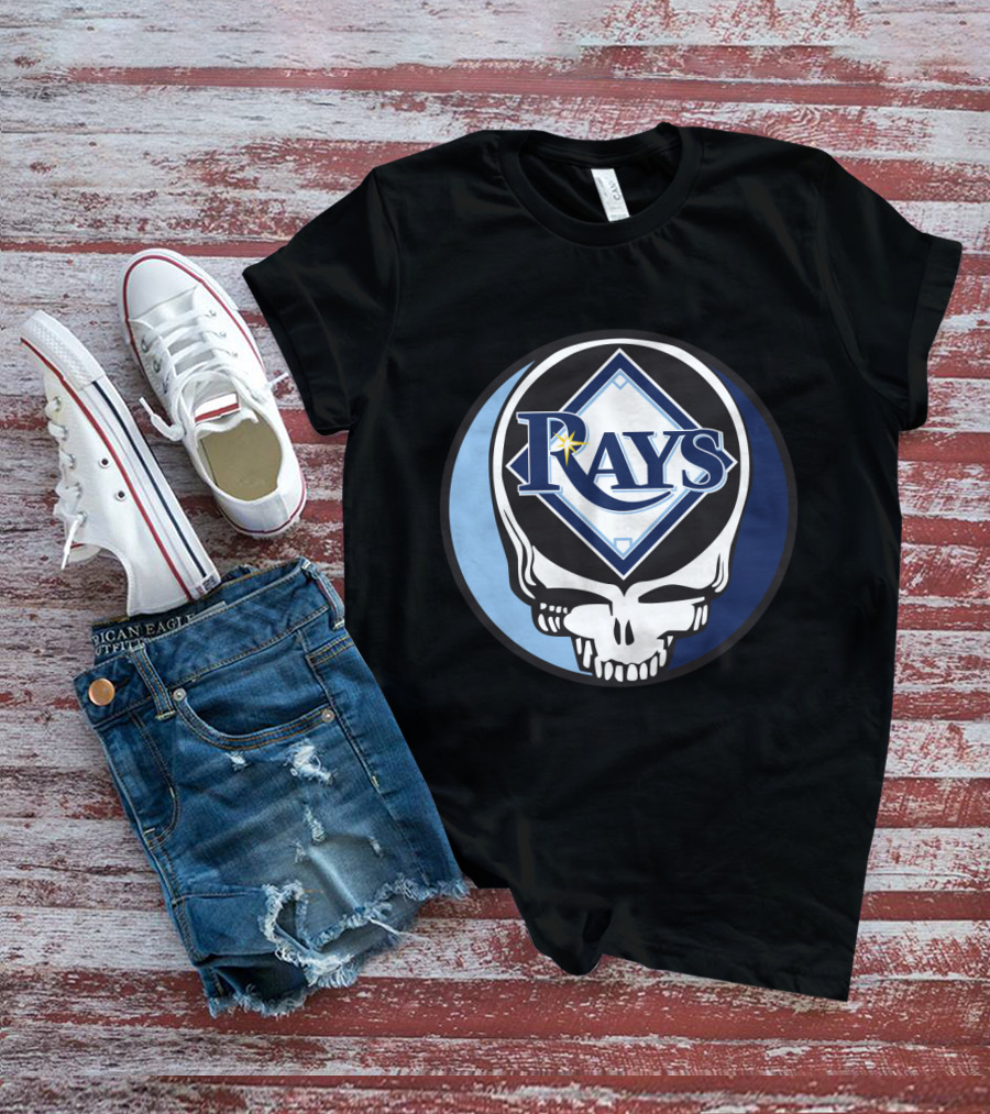 Grateful Dead Skull With Tampa Bay Rays Logo For Fans T-Shirt