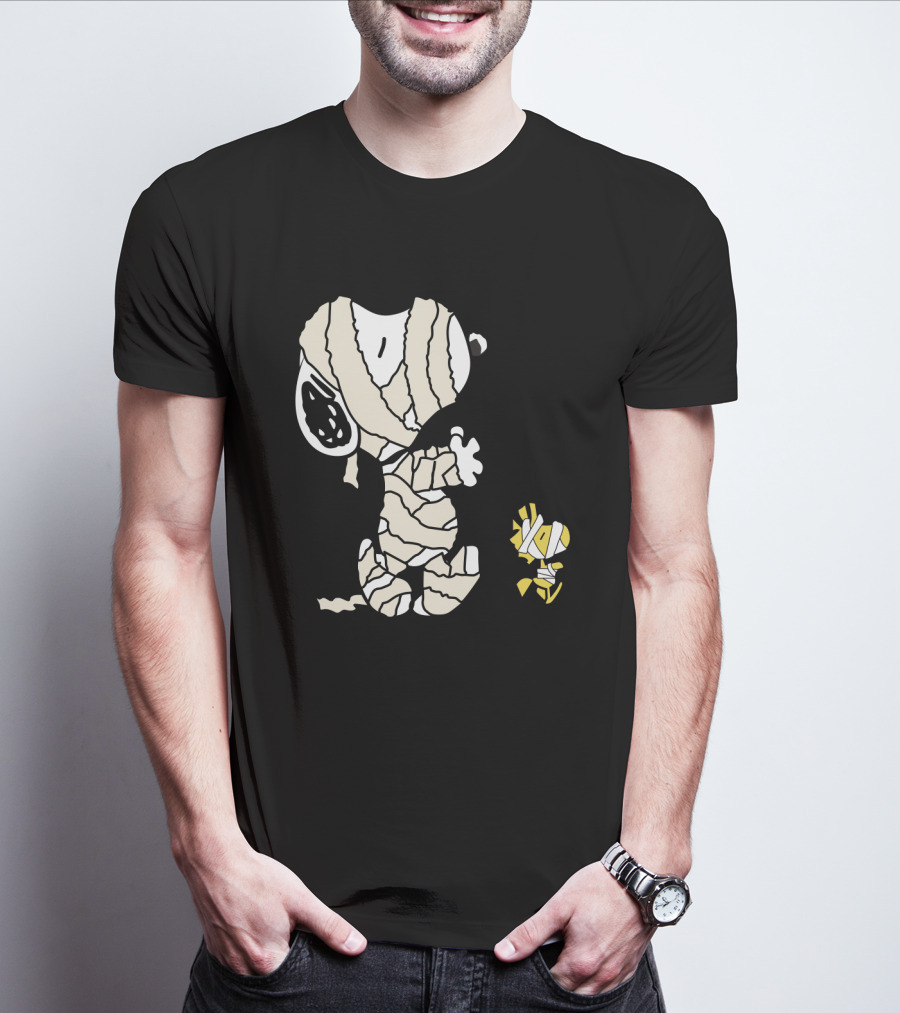 Peanuts Snoopy Mummy Wrapped Woodstock Halloween T-Shirt