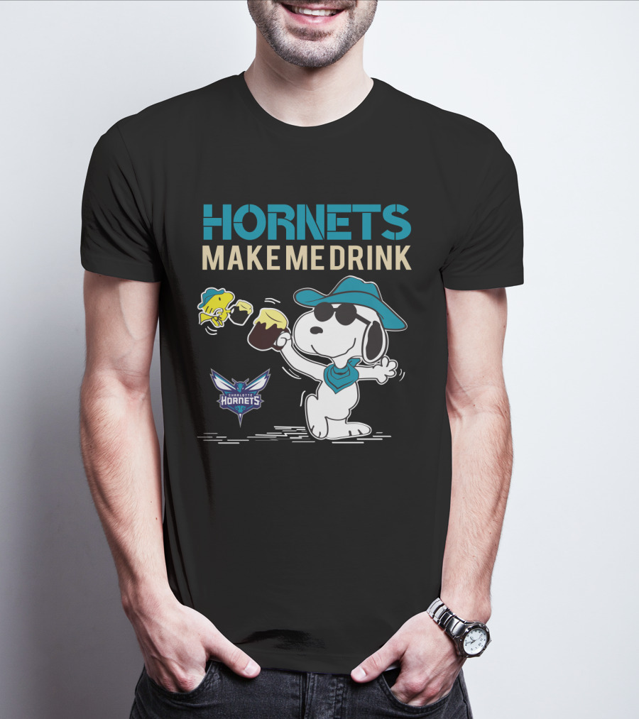 Hornets Make Me Drink Charlotte Hornets Snoopy Peanuts T-Shirt