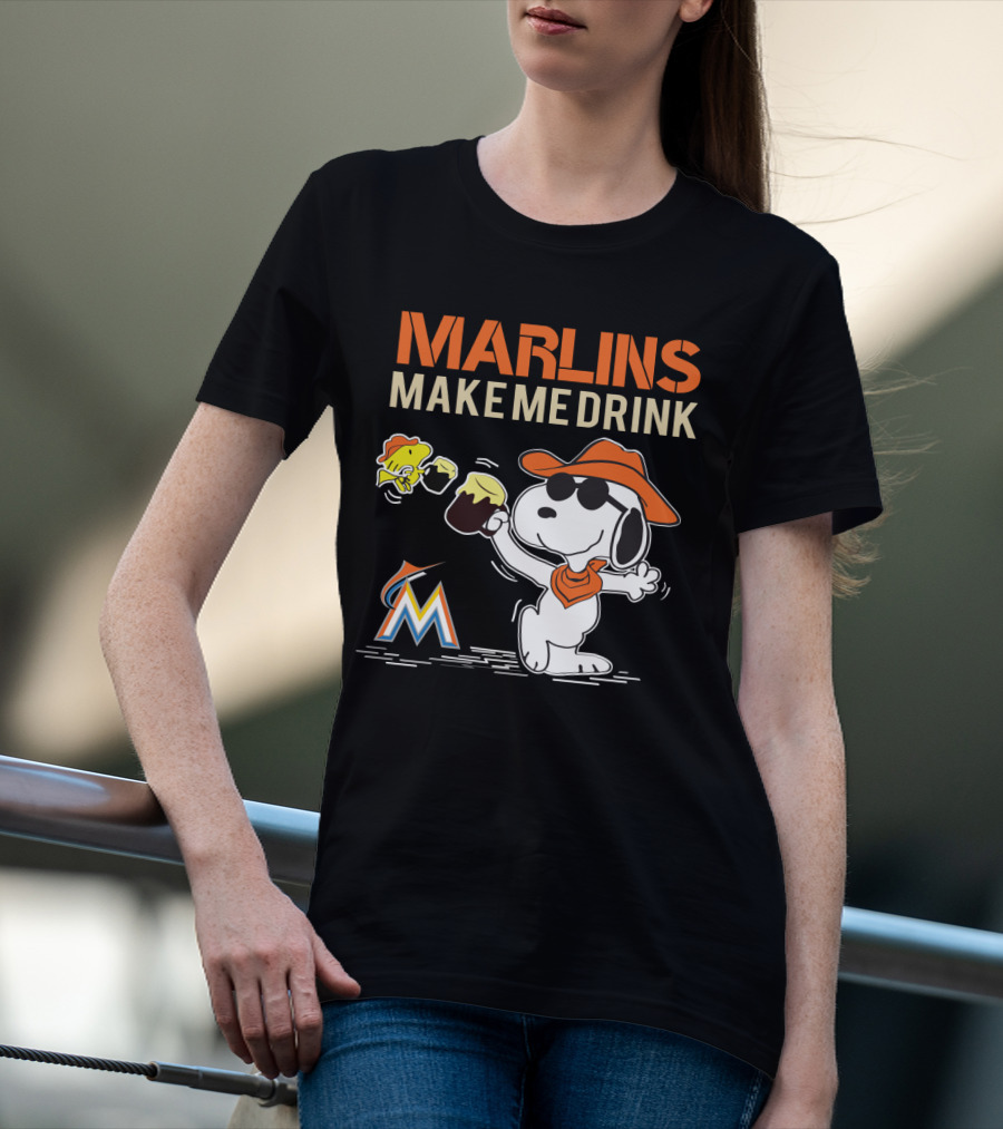 Marlins Make Me Drink Snoopy Miami Marlins Fans T-Shirt