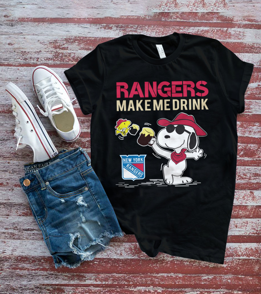 Snoopy New York Rangers Make Me Drink Shirt Fans Beer Cheers Hockey T-Shirt