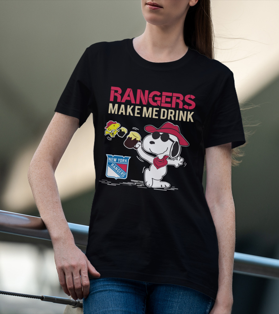 Snoopy New York Rangers Make Me Drink Shirt Fans Beer Cheers Hockey T-Shirt
