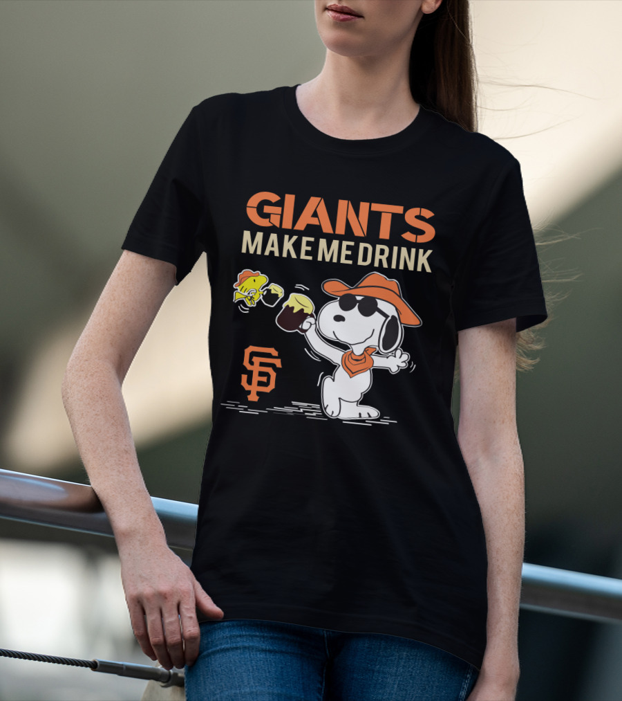 San Francisco Giants Make Me Drink Snoopy Peanuts Fans T-Shirt