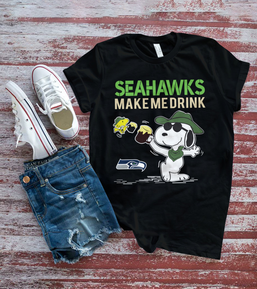Seattle Seahawks Make Me Drink Snoopy Fan Celebration T-Shirt