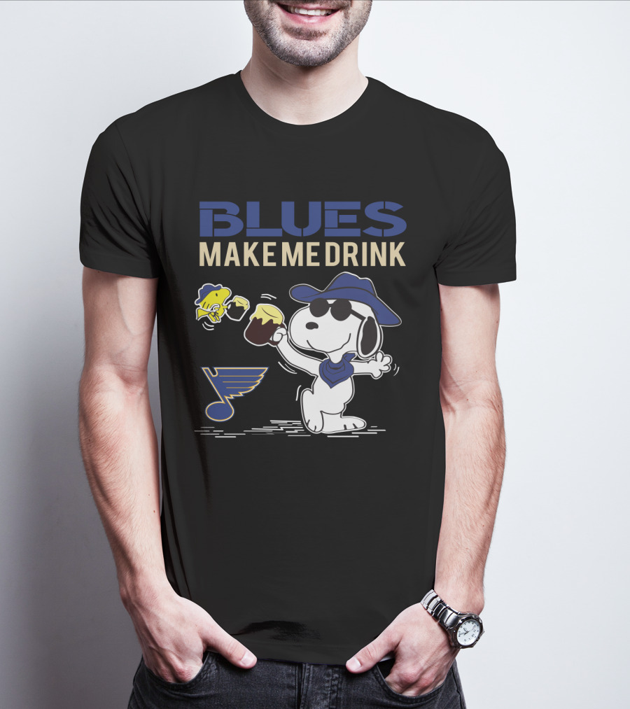 Snoopy Blues Make Me Drink St. Louis Fans Sports T-Shirt