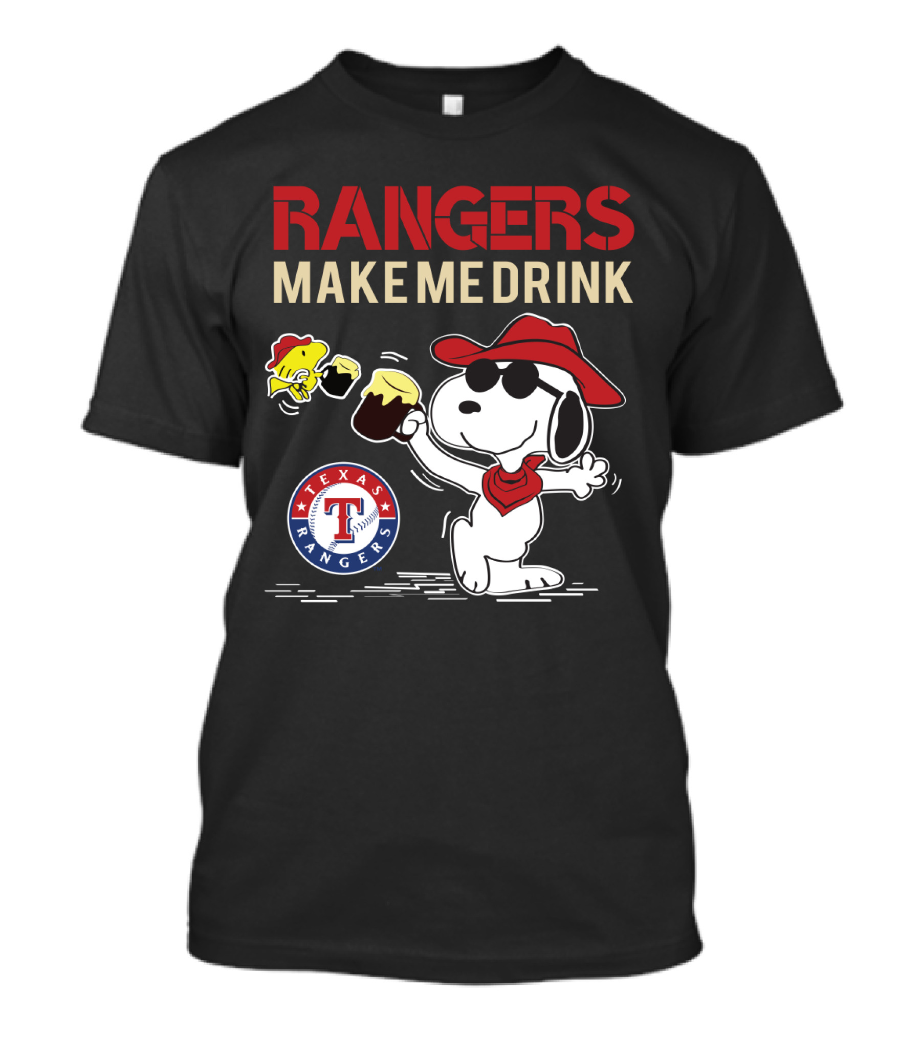 Texas Rangers Snoopy Makes Me Drink T-Shirt