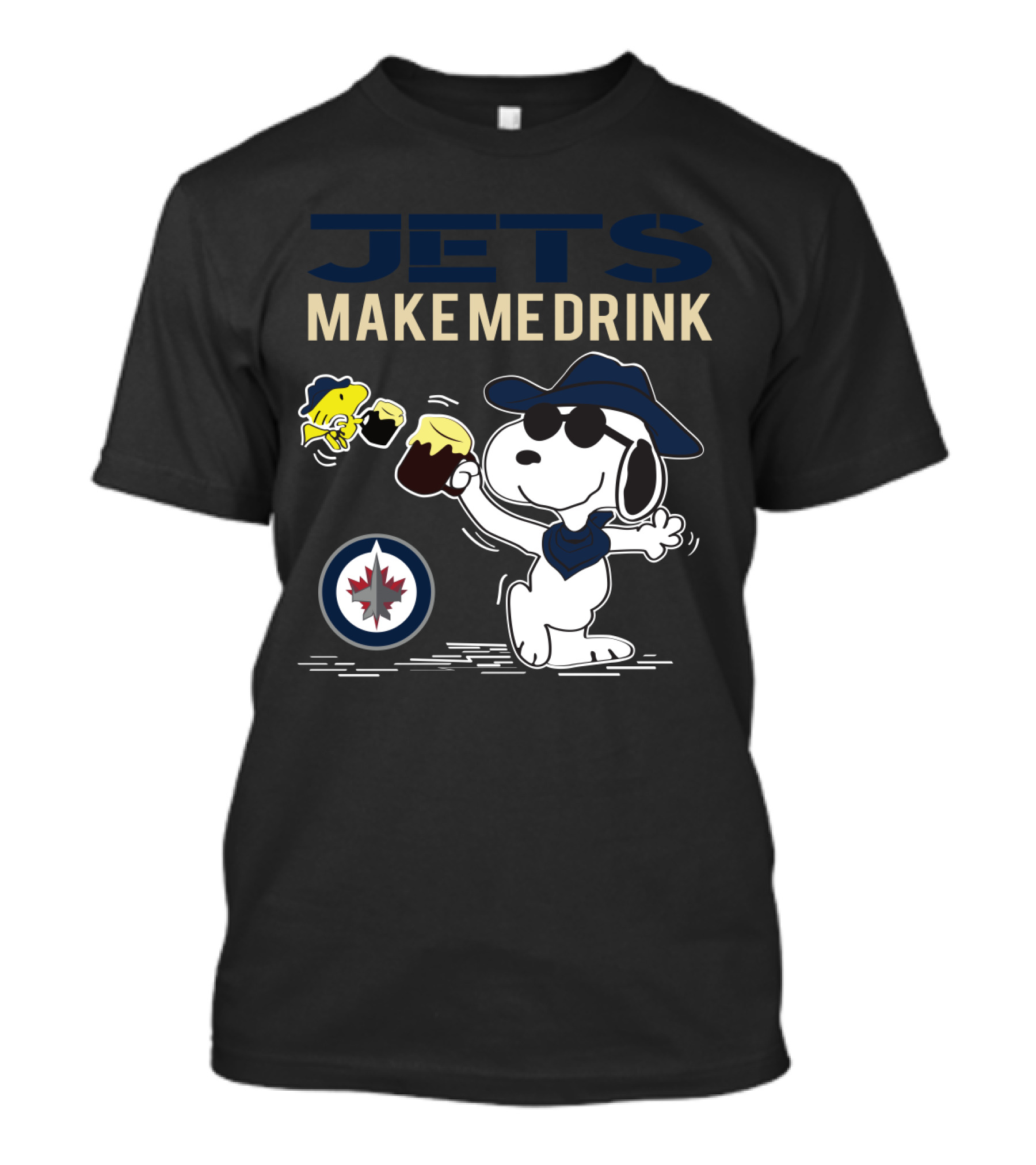 Snoopy Jets Make Me Drink Winnipeg Fans Peanuts Hockey NHL T-Shirt