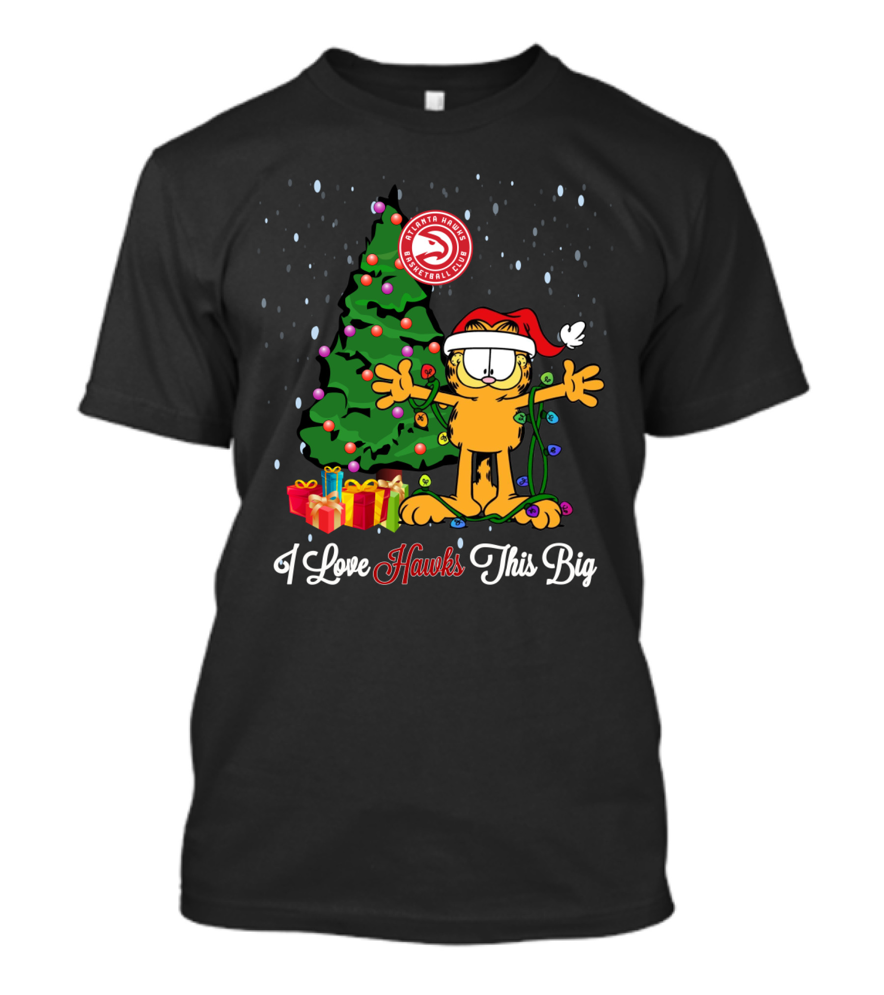 Atlanta Hawks Basketball Club Christmas Garfield I Love Hawks This Big T-Shirt