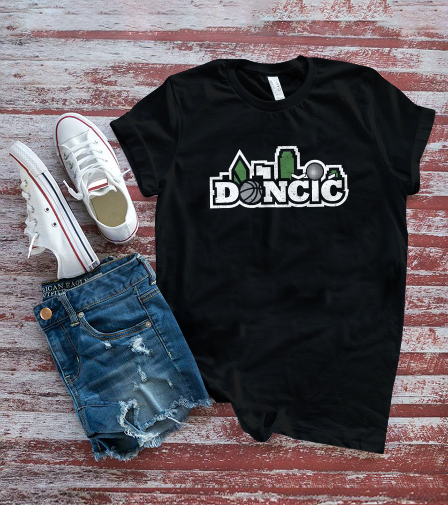 DONCIC Basketball Skyline Green City T-Shirt