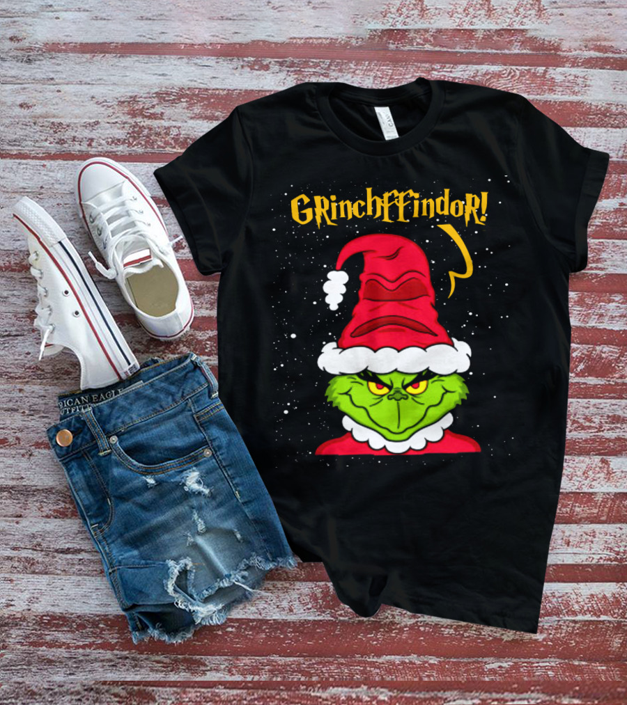 Grinche FFindor Grinch Santa Hat Snowflakes Christmas T-Shirt