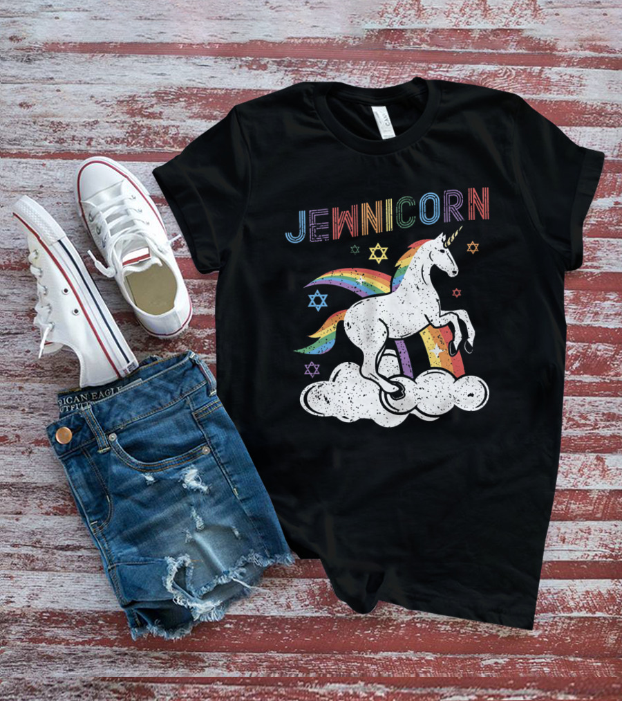 Jewnicorn Rainbow Star Of David Hanukkah Unicorn T-Shirt
