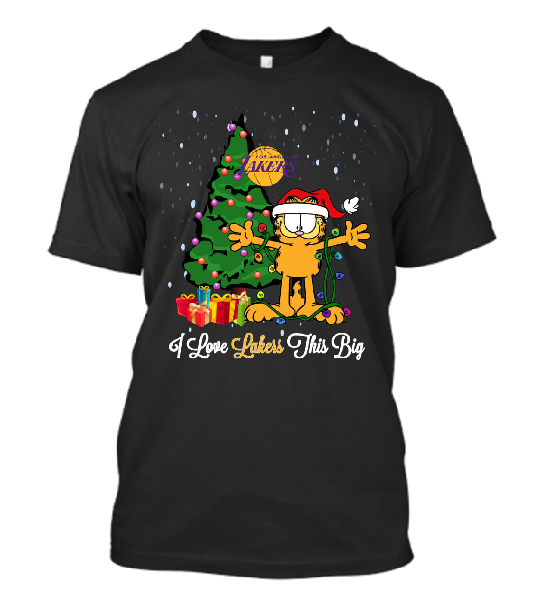 I Love Los Angeles Lakers Christmas Garfield Holiday Fun T-Shirt